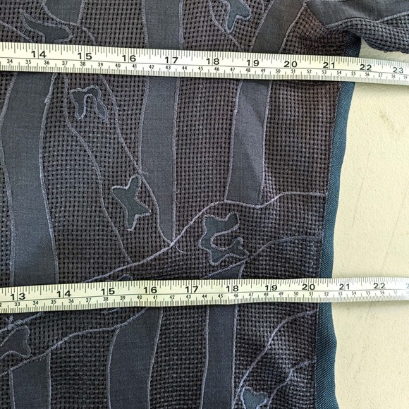 Ann Gerlin Womens 12 Blue Linen Mesh Applique Button Front Top - Picture 6 of 7